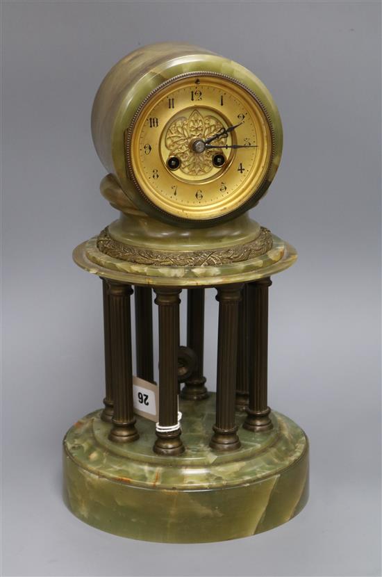 An onyx mantel clock height 38cm